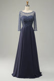 Beading Long Sleeves Mother of the Bride Dress
