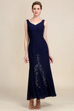 Navy Two Piece Sparkly Beaded Mother of the Bride Dress