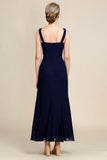 Navy Two Piece Sparkly Beaded Mother of the Bride Dress