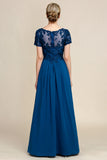 Blue A Line Mother of the Bride Dress with Appliques