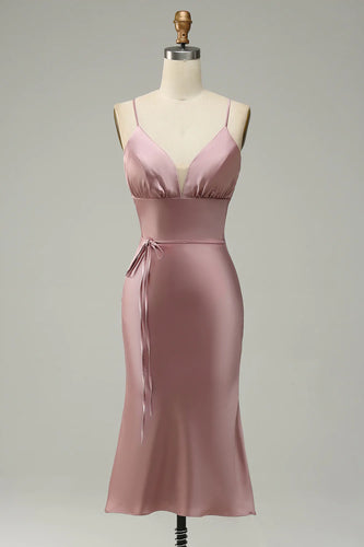 Spaghetti Straps Charmeuse Wedding Guest Dress