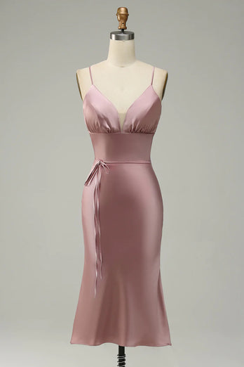 Spaghetti Straps Charmeuse Wedding Guest Dress