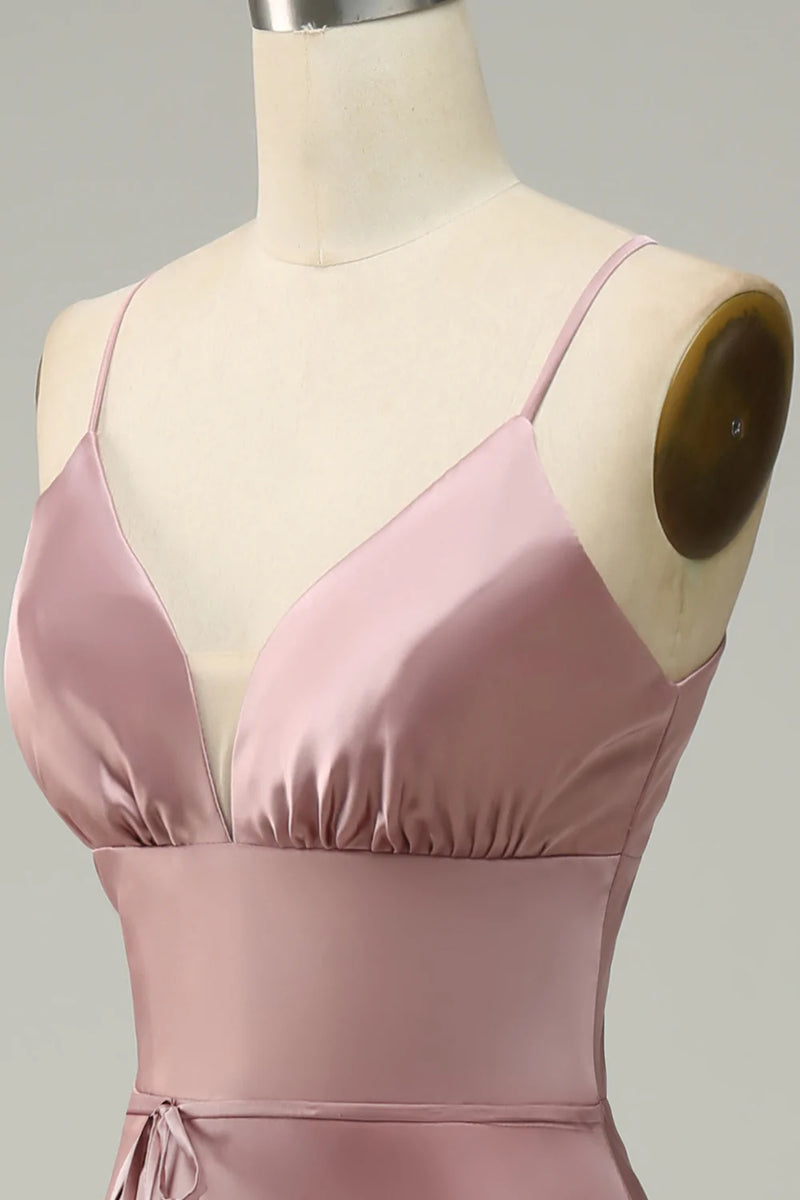 Load image into Gallery viewer, Spaghetti Straps Charmeuse Wedding Guest Dress