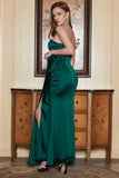 Sheath Sweetheart Dark Green Long Prom Dress with Split Front