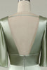 Load image into Gallery viewer, A Line Deep V Neck Light Green Bridesmaid Dress with Half Sleeves