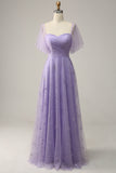 Off Shoulder Lavender Prom Dress with Ruffles