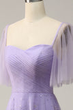 Off Shoulder Lavender Prom Dress with Ruffles