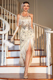 Champagne Spaghetti Straps Gatsby Fringed Flapper Dress