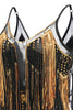 Load image into Gallery viewer, Black Golden Fringes 1920s Dress with Sequins