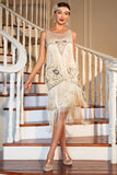 Fringed Champagne Roaring 20s Great Gatsby Dress for Party