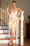 Fringed Champagne Roaring 20s Great Gatsby Dress for Party