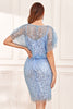 Load image into Gallery viewer, Sheath Jewel Neck Grey Blue Sequins Wedding Guest Dress