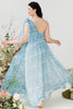 Load image into Gallery viewer, Blue Print One Shoulder Plus Size Bridesmaid Dress