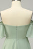 Load image into Gallery viewer, A Line Off the Shoulder Green Long Bridesmaid Dress with Ruffles