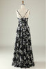 Load image into Gallery viewer, Black White Flower Boho Chiffon Bridesmaid Dress