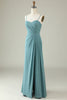 Load image into Gallery viewer, Green Draped Long Chiffon Bridesmaid Dress