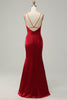 Load image into Gallery viewer, Mermaid Spaghetti Straps Burgundy Long Bridesmaid Dress with Backless