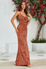 Load image into Gallery viewer, Orange Mermaid Backless Long Printed Wedding Guest Dress