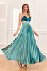 Load image into Gallery viewer, Green Ruffles Wedding Guest Dress with Slit