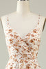 Load image into Gallery viewer, White Floral Boho Bridesmaid Dress with Ruffles
