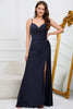 Load image into Gallery viewer, Mermaid Spaghetti Straps Navy Long Prom Dress with Beading