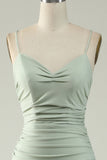 Mermaid Spaghetti Straps Grey Plus Size Prom Dress with Criss Cross Back