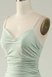 Mermaid Spaghetti Straps Grey Long Prom Dress with Criss Cross Back