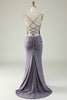 Load image into Gallery viewer, Mermaid Spaghetti Straps Black Plus Size Prom Dress with Keyhole