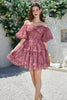 Load image into Gallery viewer, Stylish A Line Off the Shoulder Black Tulle Short Homecoming Dress with Short Sleeves