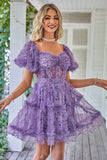 Off the Shoulder A Line Printed Cute Graduation Dress