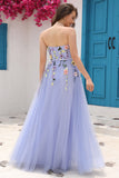 Lavender A Line Sweetheart Prom Dress with Appliques