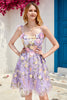 Load image into Gallery viewer, Purple Cute Corset Graduation Dress with 3D Flowers