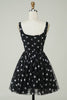 Load image into Gallery viewer, Cute A Line V Neck Black Tulle Short Homecoming Dress with Stars