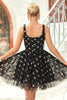 Load image into Gallery viewer, Black A Line Tulle Graduation Dress with Stars