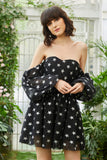 Black Off the Shoulder Stars Graduation Dress