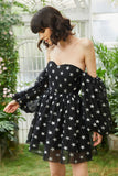 Black Off the Shoulder Stars Graduation Dress