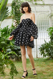 Black Off the Shoulder Stars Graduation Dress