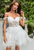 Load image into Gallery viewer, Princess A Line White Corset Tiered Short Graduation Dress with Lace