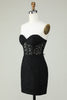 Load image into Gallery viewer, Bodycon Sweetheart Black Corset Short Graduation Dress with Appliques