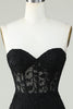 Load image into Gallery viewer, Bodycon Sweetheart Black Corset Short Graduation Dress with Appliques