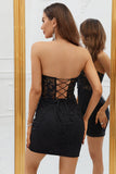 Black Corset Lace Tight Short Graduation Dress