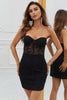 Load image into Gallery viewer, Black Corset Lace Tight Short Graduation Dress