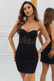 Black Corset Lace Tight Short Graduation Dress