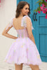 Load image into Gallery viewer, Lavender Corset Embroidery Short Graduation Dress