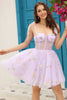 Load image into Gallery viewer, Lavender Corset Embroidery Short Graduation Dress