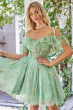 Cute A Line Lavender Off the Shoulder Corset Graduation Dress with Ruffles