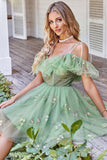 Cute A Line Lavender Off the Shoulder Corset Graduation Dress with Ruffles