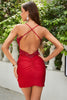 Load image into Gallery viewer, Bodycon Spaghetti Straps Dark Red Short Graduation Dress with Appliques