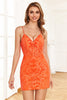 Load image into Gallery viewer, Sparkly Orange Sequins Tight Graduation Dress