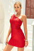 Load image into Gallery viewer, Bodycon One Shoulder Red Short Graduation Dress with Beading